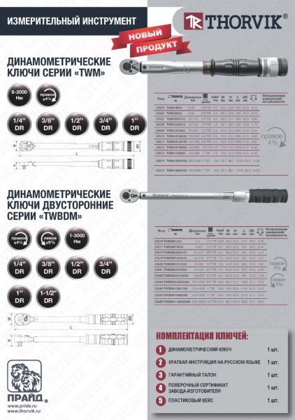 Thorvik TWBDM34100800 Ключ динамометрический двусторонний 3/4"DR, 100-800 Нм TWBDM34100800