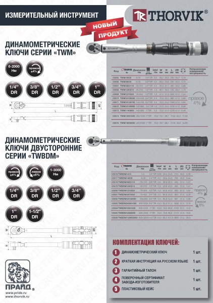 Thorvik TWM13001500 Ключ динамометрический 1"DR, 300-1500 Нм TWM13001500