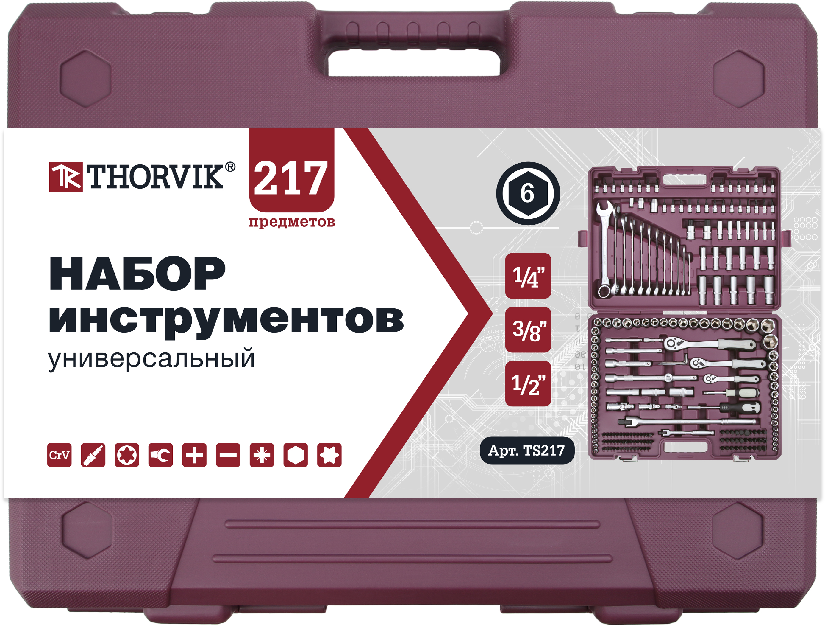 Купить TS217 Набор инструмента универсальный 1/4